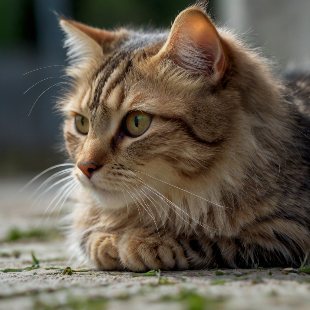 Katze auf einem Kissen liegend